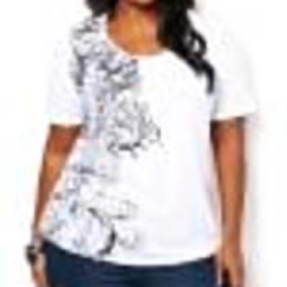 T-SHIRT, RELAXED FIT, WHITE, SIZE 4X, VEE NECK, SCREEN PRINT, SHORT SLEEVES, - Picture 1 of 1